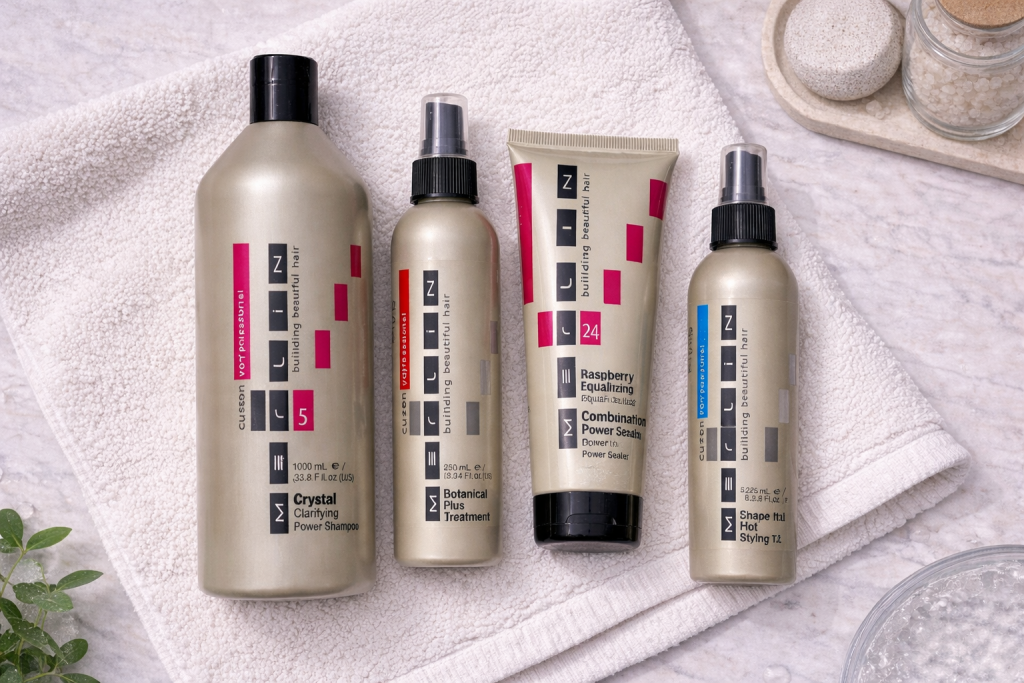 Merlin Professional four-step hair care system — cleanse, treat, seal, style